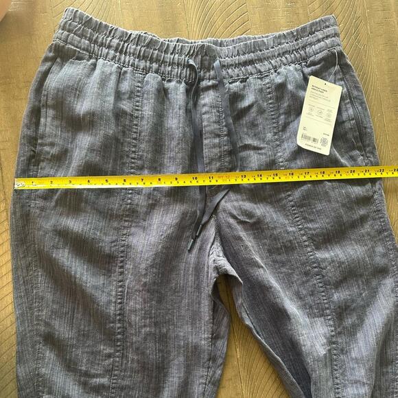 NWT Athleta 100% Linen Retreat Ankle Pants Raining Violet Women’s size Large - Picture 12 of 15
